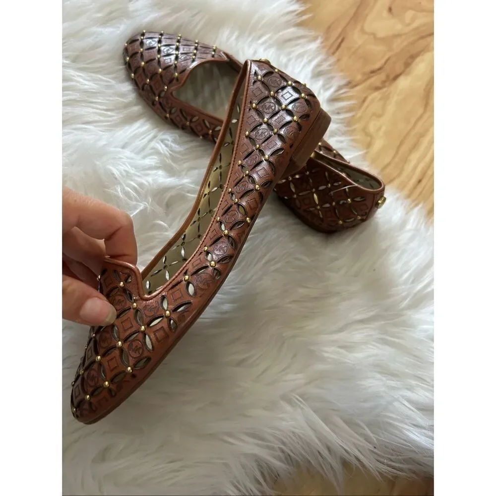 MICHAEL KORS GABRIELLA FLAT LUGGAGE BROWN WOMENS SLIP ON SHOES size 6 - Picture 5 of 5